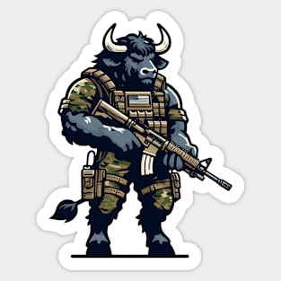 Tactical Minotaur Power Tee: Where Mythical Might Meets Modern Strength Sticker